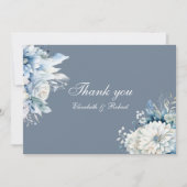 Elegant Dusty Blue Wildflower Wedding サンキューカード (正面)