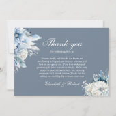 Elegant Dusty Blue Wildflower Wedding サンキューカード (裏面)