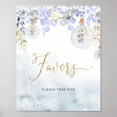 Elegant dusty blue winter foliage Favors ポスター (正面)