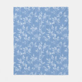 Elegant Dusty Blue Winter Frost Botanical フリースブランケット (正面)