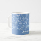 Elegant Dusty Blue Winter Frost Personalized Name コーヒーマグカップ (正面左)