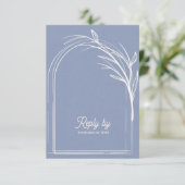 Elegant Dusty Blue With QR Code Wedding Reply By 出欠カード (スタンド正面)