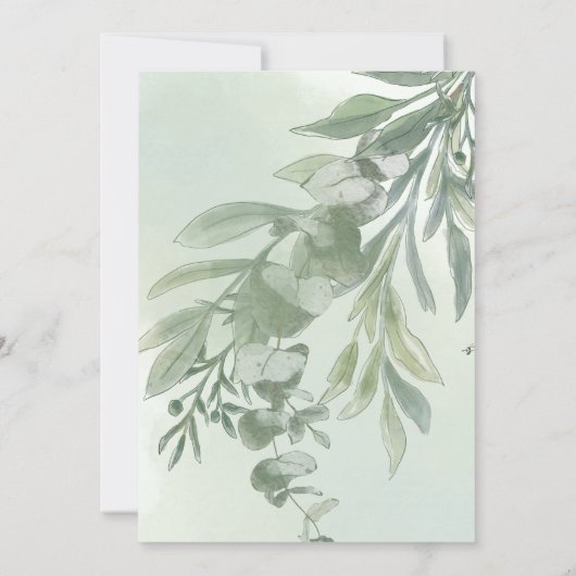 Elegant Dusty Green Script Classic Wedding  招待状 (裏面)