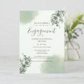 Elegant Dusty Green Script engagement Invitation 招待状 (スタンド正面)