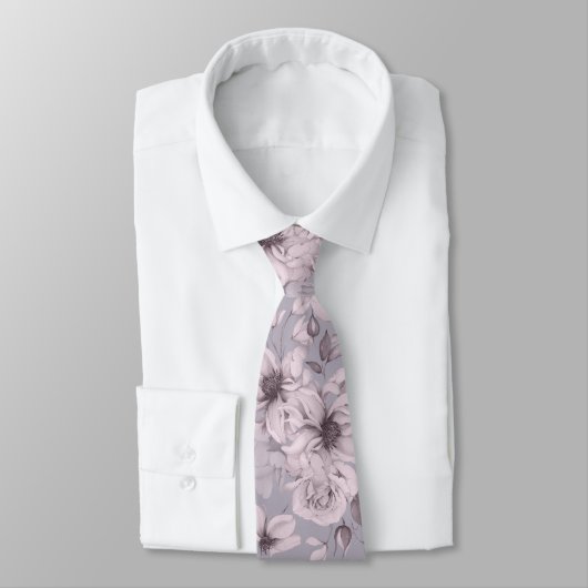 Elegant Dusty Mauve Botanical Necktie for Weddings ネクタイ (タイ)