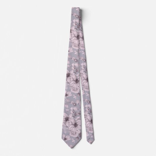 Elegant Dusty Mauve Botanical Necktie for Weddings ネクタイ (正面)