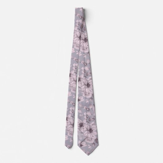 Elegant Dusty Mauve Botanical Necktie for Weddings ネクタイ (裏面)