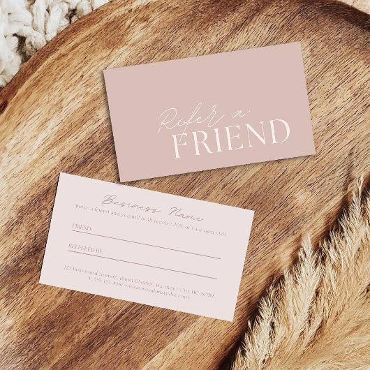 Elegant Dusty Pink Beauty Referral Card  紹介カード