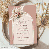 Elegant Dusty Pink Boho Floral Save the Date Card 招待状
