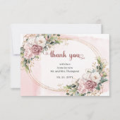 Elegant Dusty Pink Floral Greenery Wedding Thank U サンキューカード (正面)