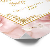 Elegant Dusty Pink Gold Floral Wedding Custom Sign ポスター (角)