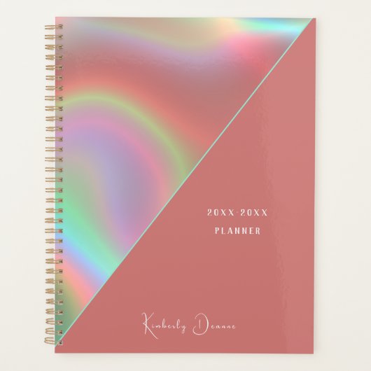 Elegant Dusty Pink Holographic プランナー手帳 (正面)
