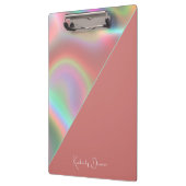 Elegant Dusty Pink Holographic Notebook クリップボード (左)