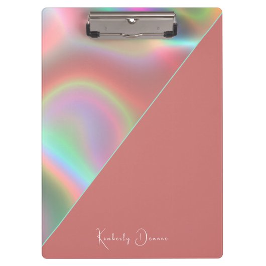 Elegant Dusty Pink Holographic Notebook クリップボード (正面)