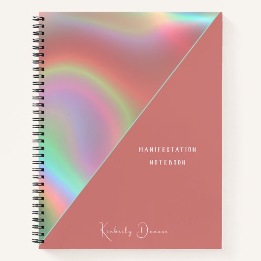 Elegant Dusty Pink Holographic Notebook ノートブック (正面)