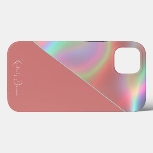 Elegant Dusty Pink Holographic Notebook Case-Mate iPhoneケース (裏面 (横))