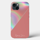 Elegant Dusty Pink Holographic Notebook Case-Mate iPhoneケース (裏面)