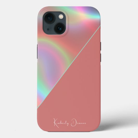 Elegant Dusty Pink Holographic Notebook Case-Mate iPhoneケース (裏面)
