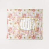 Elegant dusty pink ivory floral wedding backdrop タペストリー (正面(横))
