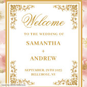 Elegant dusty pink ivory floral wedding backdrop タペストリー