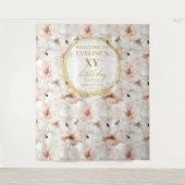 Elegant Dusty Pink Ivory Gold Birthday Backdrop タペストリー (正面)