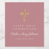 Elegant Dusty Pink Religious Girl First Communion ワインラベル (シングルラベル)