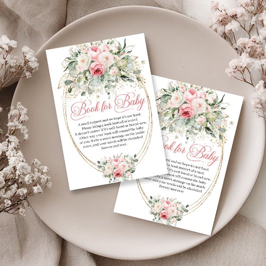 Elegant Dusty Pink Roses Greenery Book Request エンクロージャーカード
