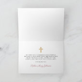 Elegant Dusty Pink Script First Communion サンキューカード (内部)