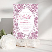 Elegant Dusty Pink Toile Roses Bridal Shower Invit 招待状