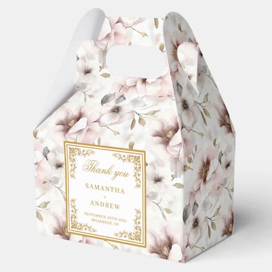 Elegant dusty pink watercolor wedding favor boxes フェイバーボックス