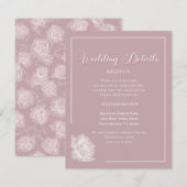 Elegant Dusty Pink White Floral Wedding エンクロージャーカード (正面/裏面)