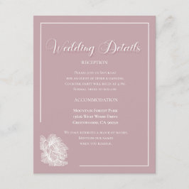 Elegant Dusty Pink White Floral Wedding エンクロージャーカード