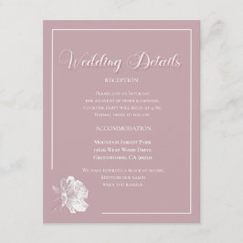 Elegant Dusty Pink White Floral Wedding エンクロージャーカード
