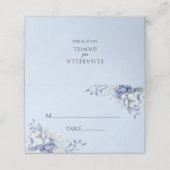 Elegant Dusty Powder Blue and Gold Floral Wedding  プレイスカード (外部開封)