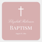 Elegant Dusty Rose Baptism  スクエアシール (正面)