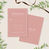 Elegant Dusty Rose Border Monogram Script Wedding 出欠カード