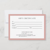Elegant Dusty Rose Business Gift Certificate Logo (正面)