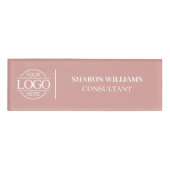 Elegant Dusty Rose Custom Logo Employee Staff 名札 (正面)