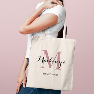Elegant Dusty Rose Custom Wedding Bridesmaid Name トートバッグ