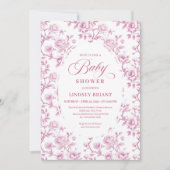Elegant Dusty Rose Floral Baby Shower Invitation 招待状 (正面)