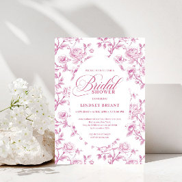 Elegant Dusty Rose Floral Bridal Shower Invitation 招待状