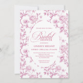 Elegant Dusty Rose Floral Bridal Shower Invitation 招待状 (正面)