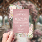Elegant Dusty Rose Floral Stylish Text Wedding アクリル招待状