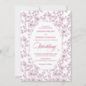 Elegant Dusty Rose Floral Toile Wedding Invitation 招待状 (正面)