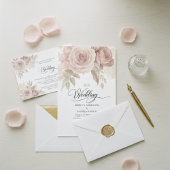 Elegant Dusty Rose Floral Wedding with Greenery 招待状