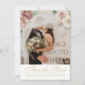 Elegant Dusty Rose Geometric Floral Watercolor  サンキューカード (正面)