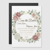 Elegant Dusty Rose Geometric Floral Watercolor  マグネット招待状 (正面/裏面)