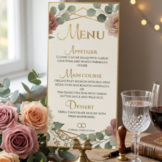 Elegant Dusty Rose Geometric Floral Watercolor  ラックカード