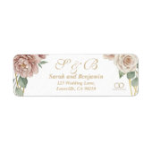 Elegant Dusty Rose Geometric Floral Watercolor  ラベル (正面)