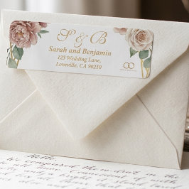 Elegant Dusty Rose Geometric Floral Watercolor  ラベル